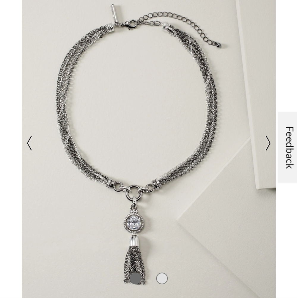White House Black Market Silver Multi-Chain Tassel Pendant Necklace NWT